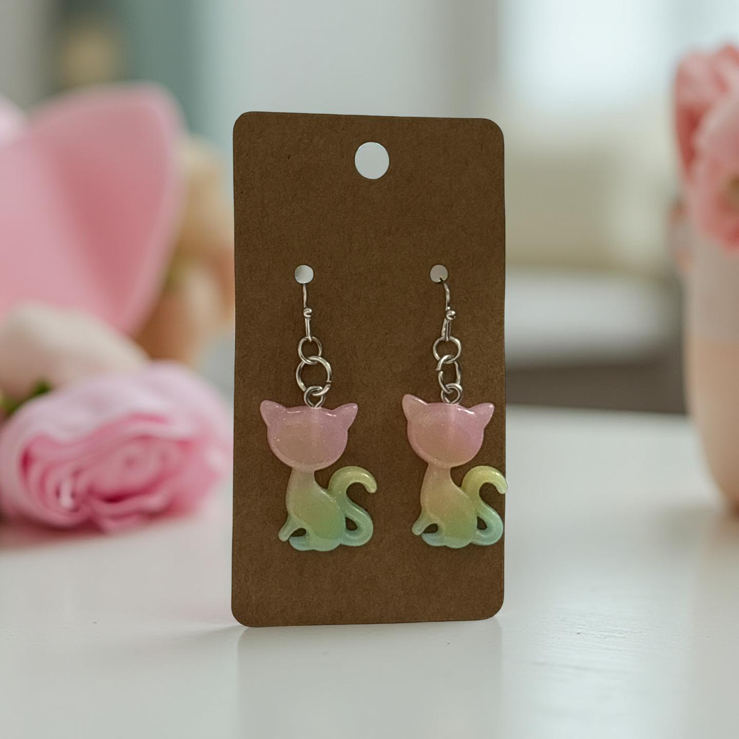 Colorful cat earrings