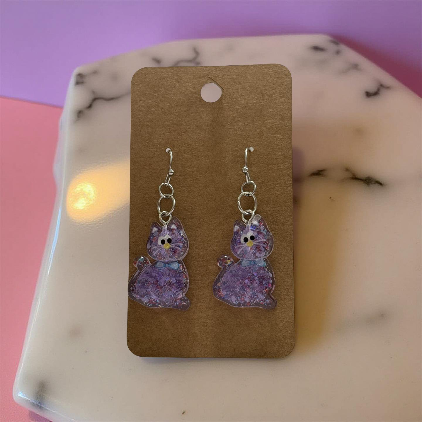 sparkle cat earrings