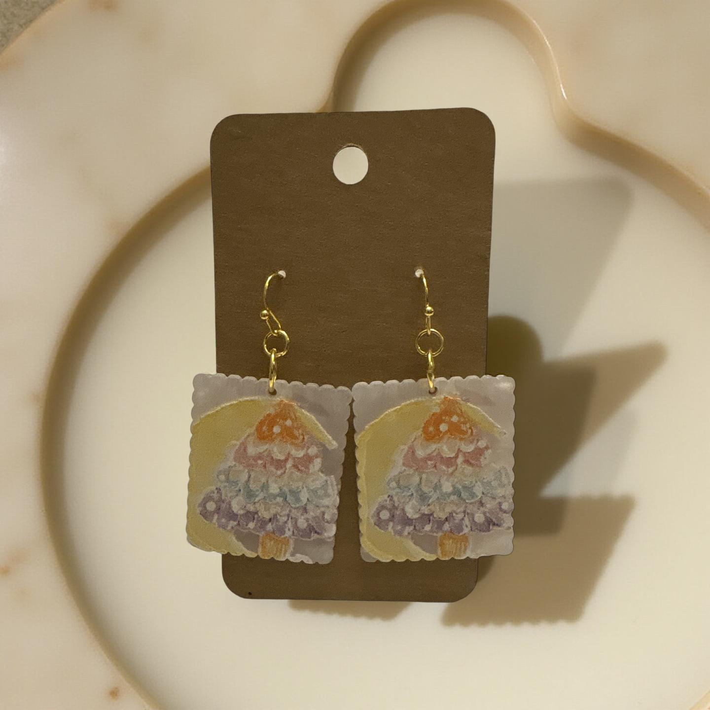 Painted Stamp Earrings