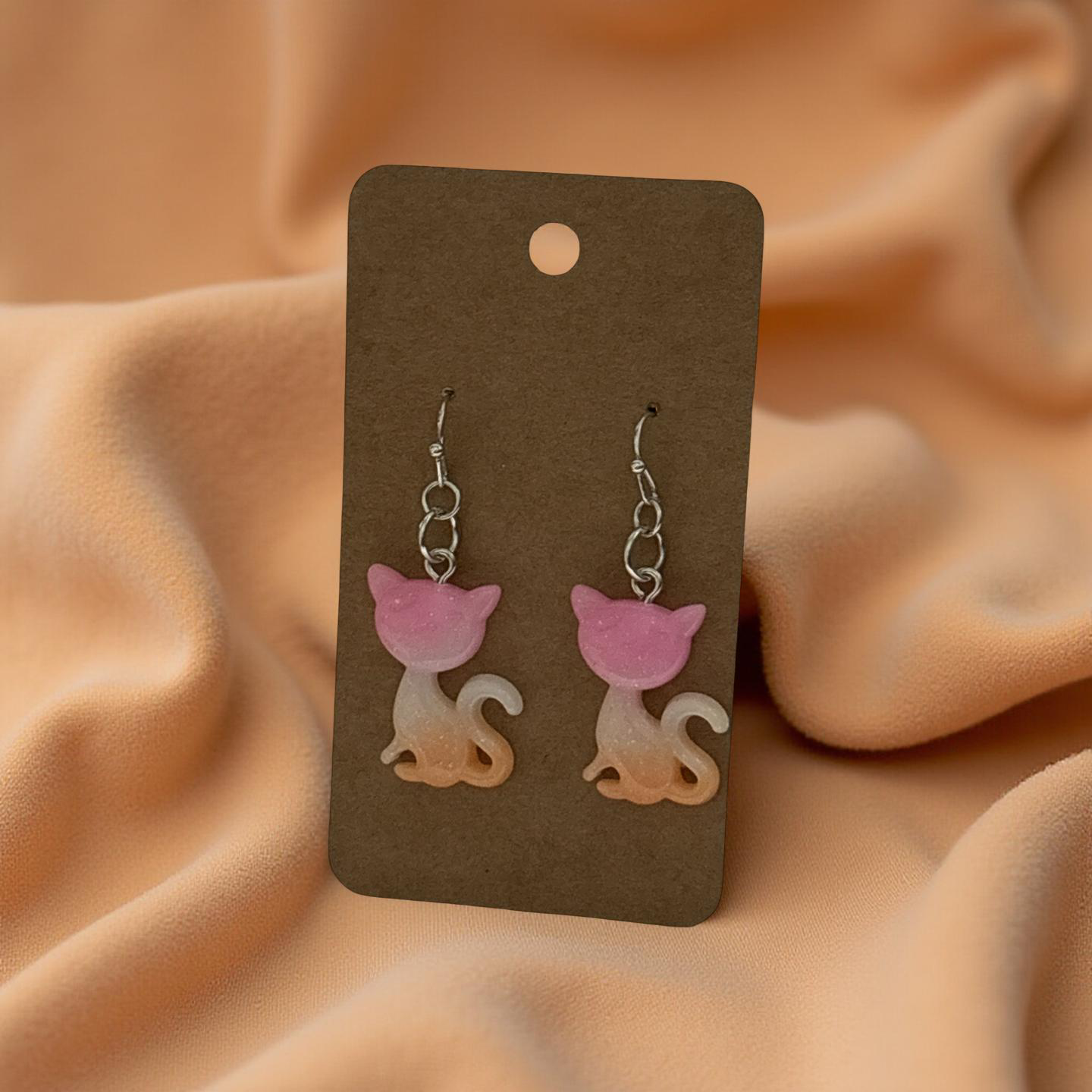 Colorful cat earrings