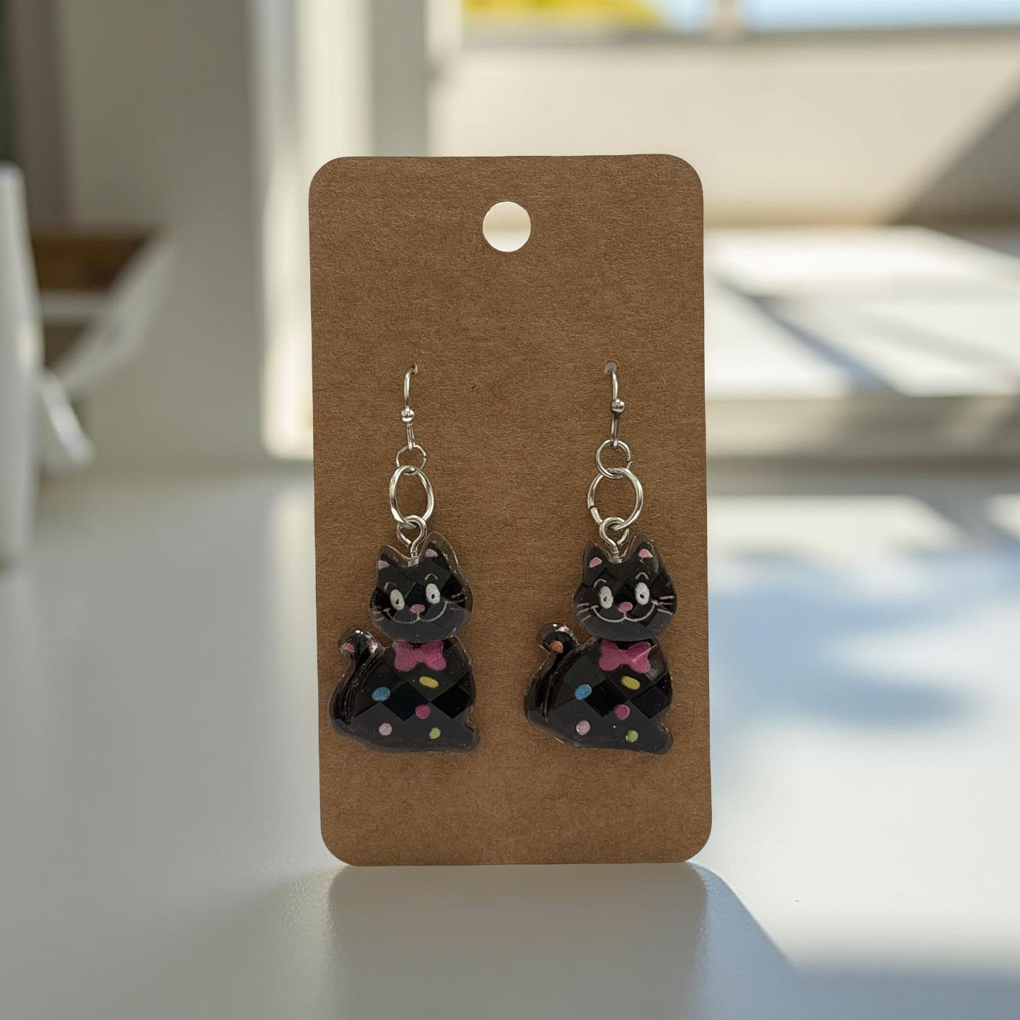 sparkle cat earrings