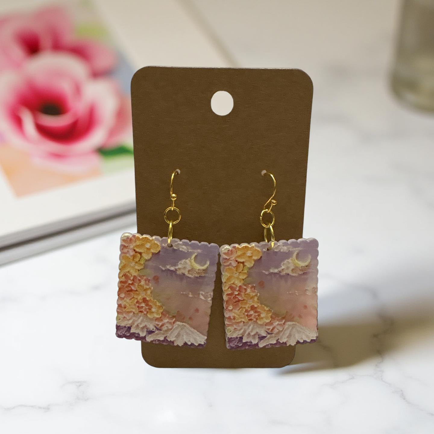 Painted Stamp Earrings