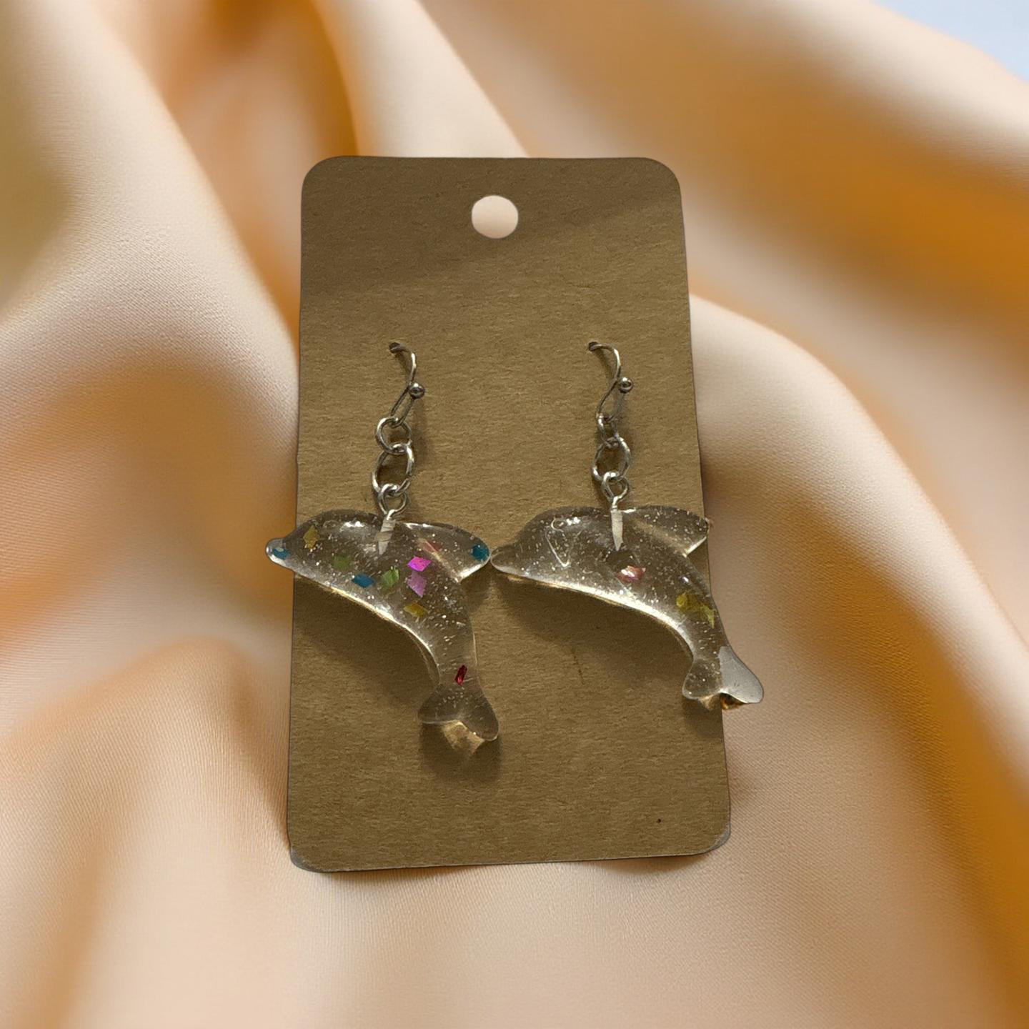 Iridescent Dolphin Earrings