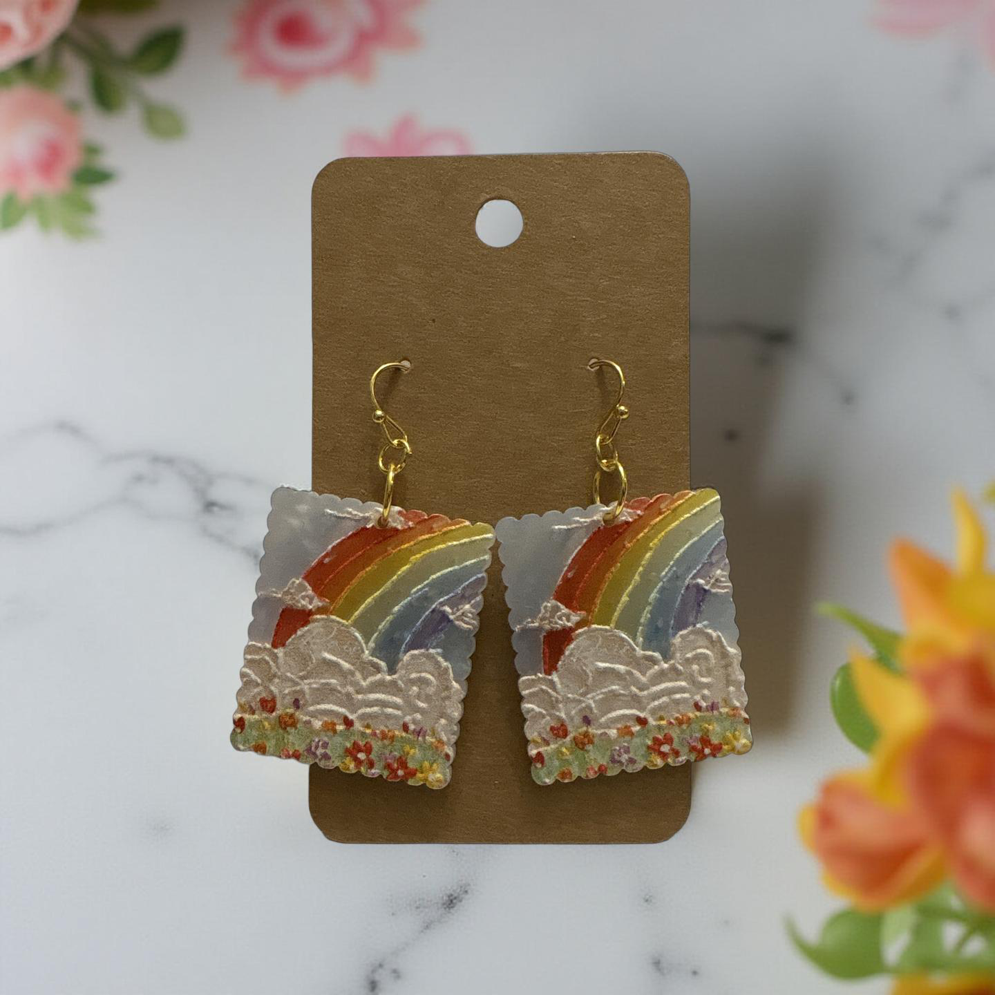 Painted Stamp Earrings