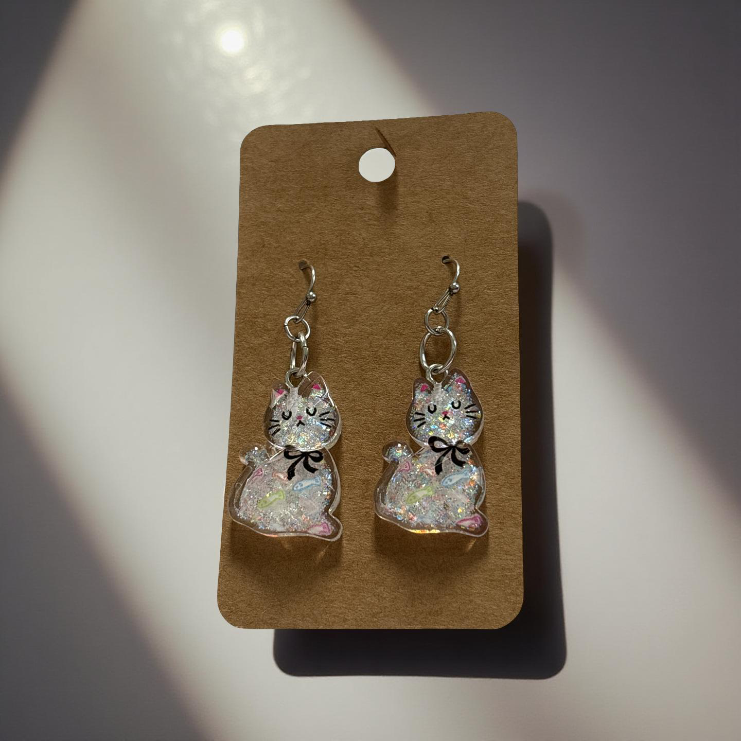 sparkle cat earrings