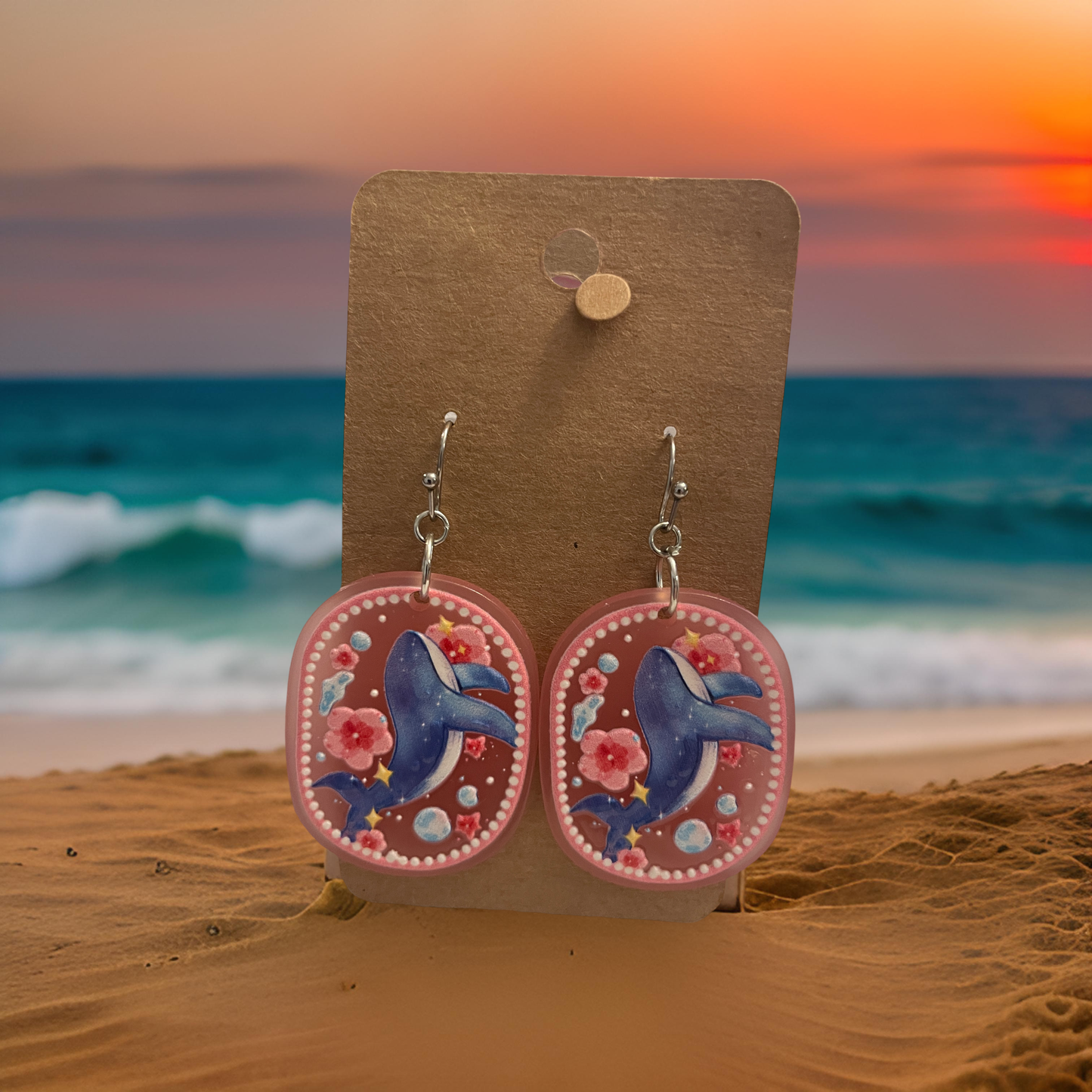 Floral Whale Earrings