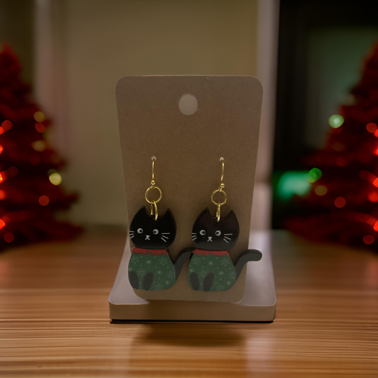 Christmas Cat Earrings