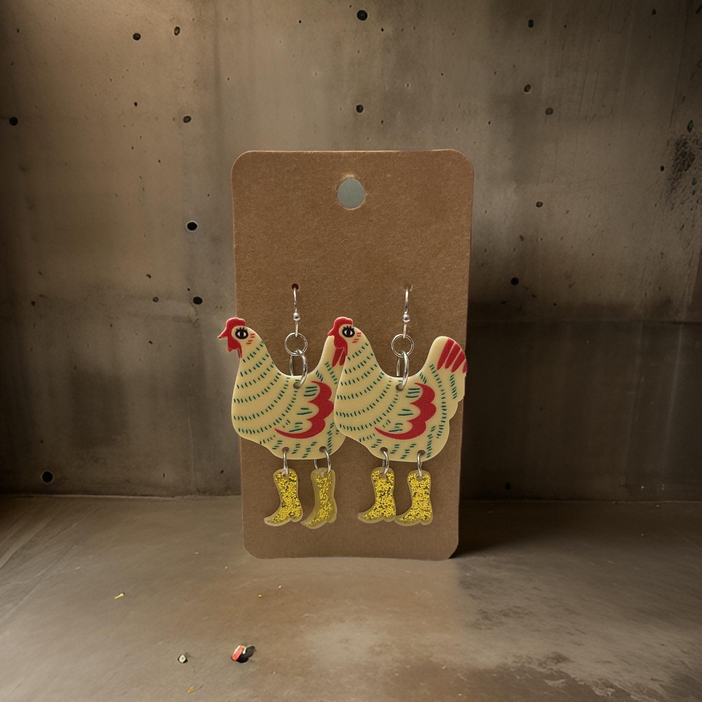 Duck/Chicken in boots Earrings