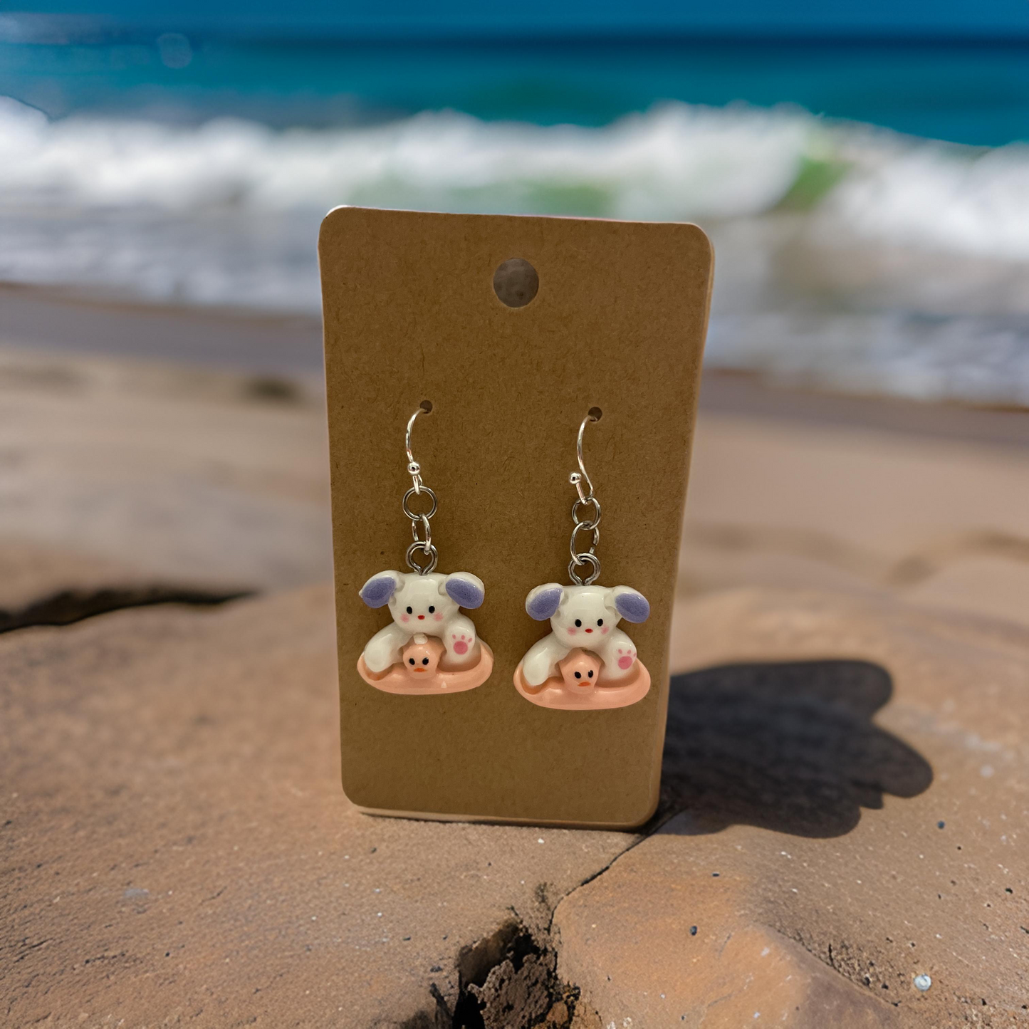 Pool Float Dog Earrings