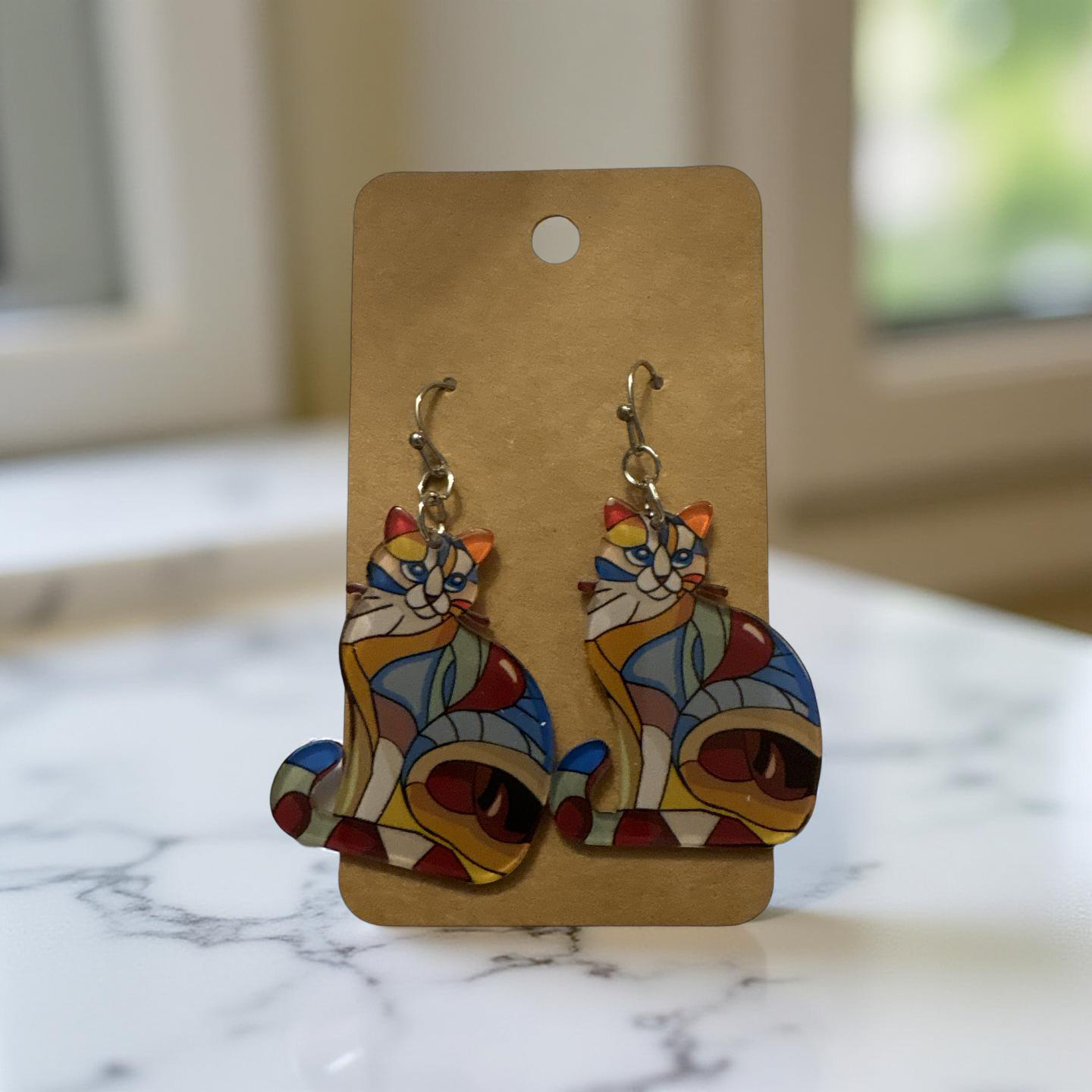 Abstract Kitty Earrings