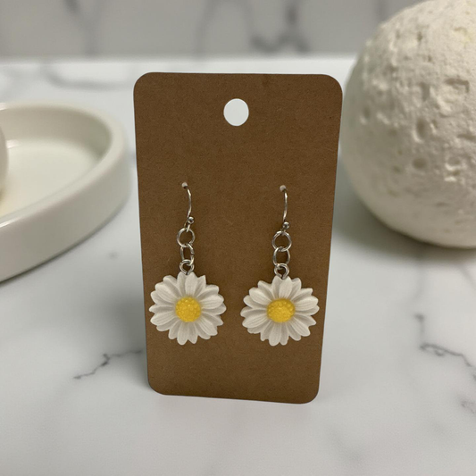 White Sunflower Earrings