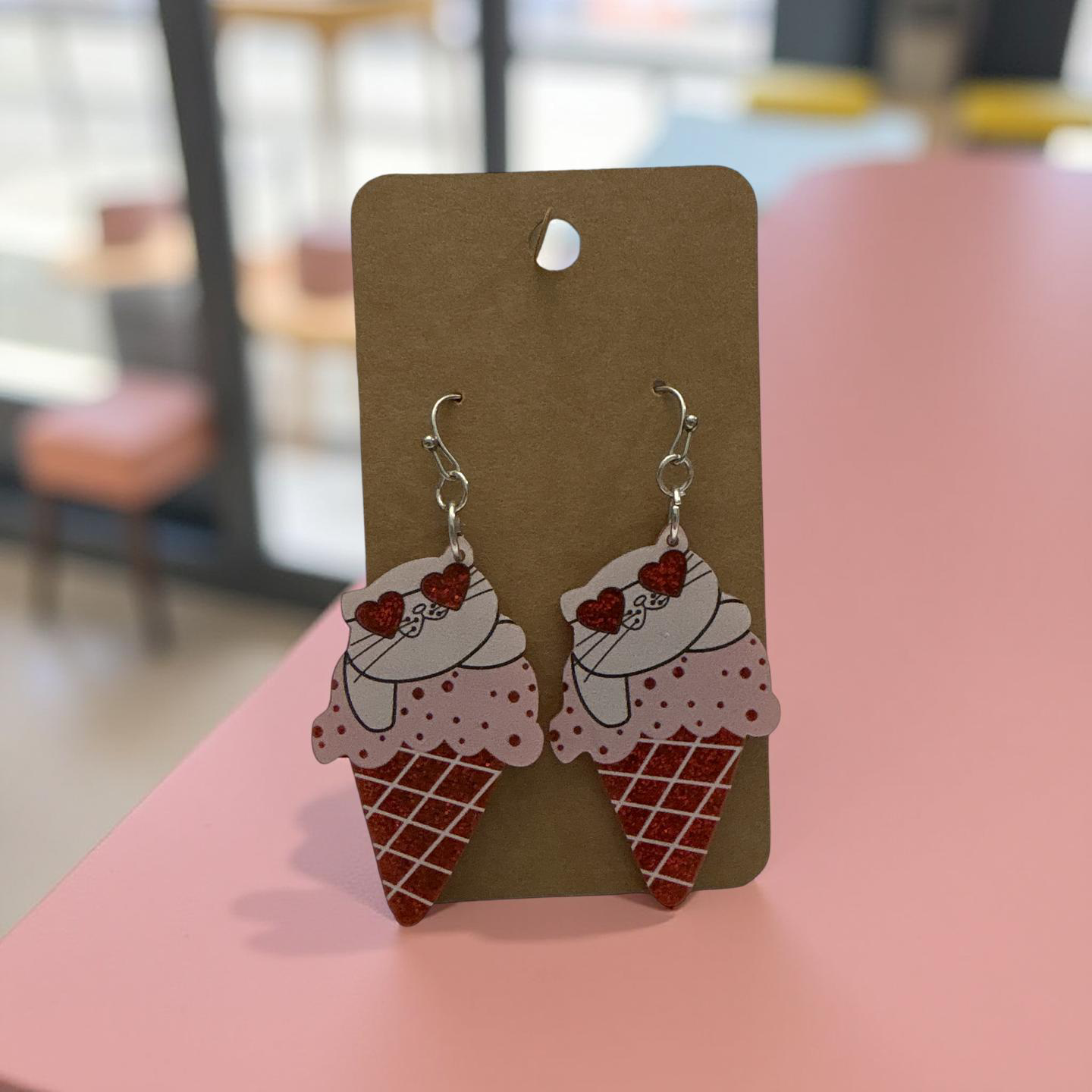 Ice cream Kitty Earrings