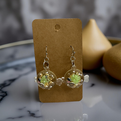 Iridescent Blow Fish Earrings