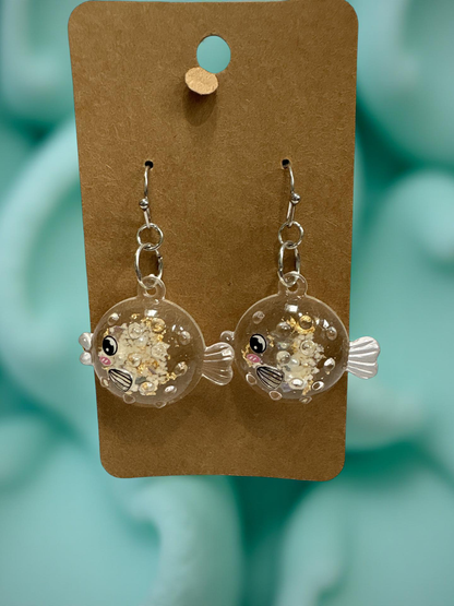 Iridescent Blow Fish Earrings