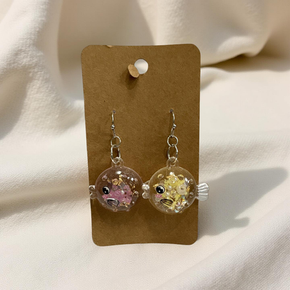 Iridescent Blow Fish Earrings